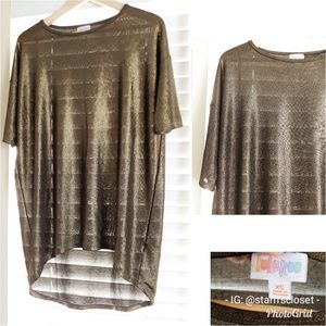LULAROE IRMA XS metallic gold and black top
